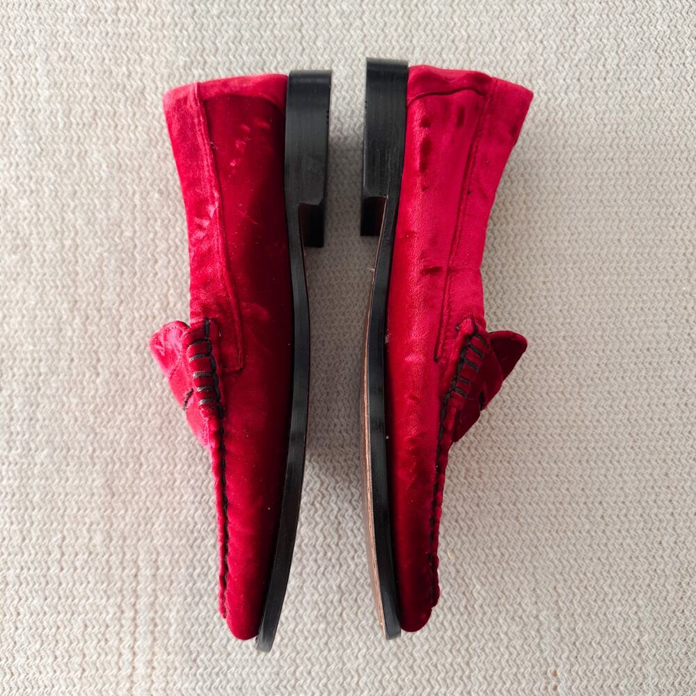 G.H. Bass Red Velvet Whitney Weejuns Loafer 8.5 Old Money Quiet Luxury Slide On - Picture 5 of 12